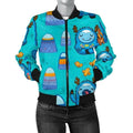 FUNSTUFFPRINT Blue Bigfoot Pattern Print Women Casual 3D Bomber Jacket