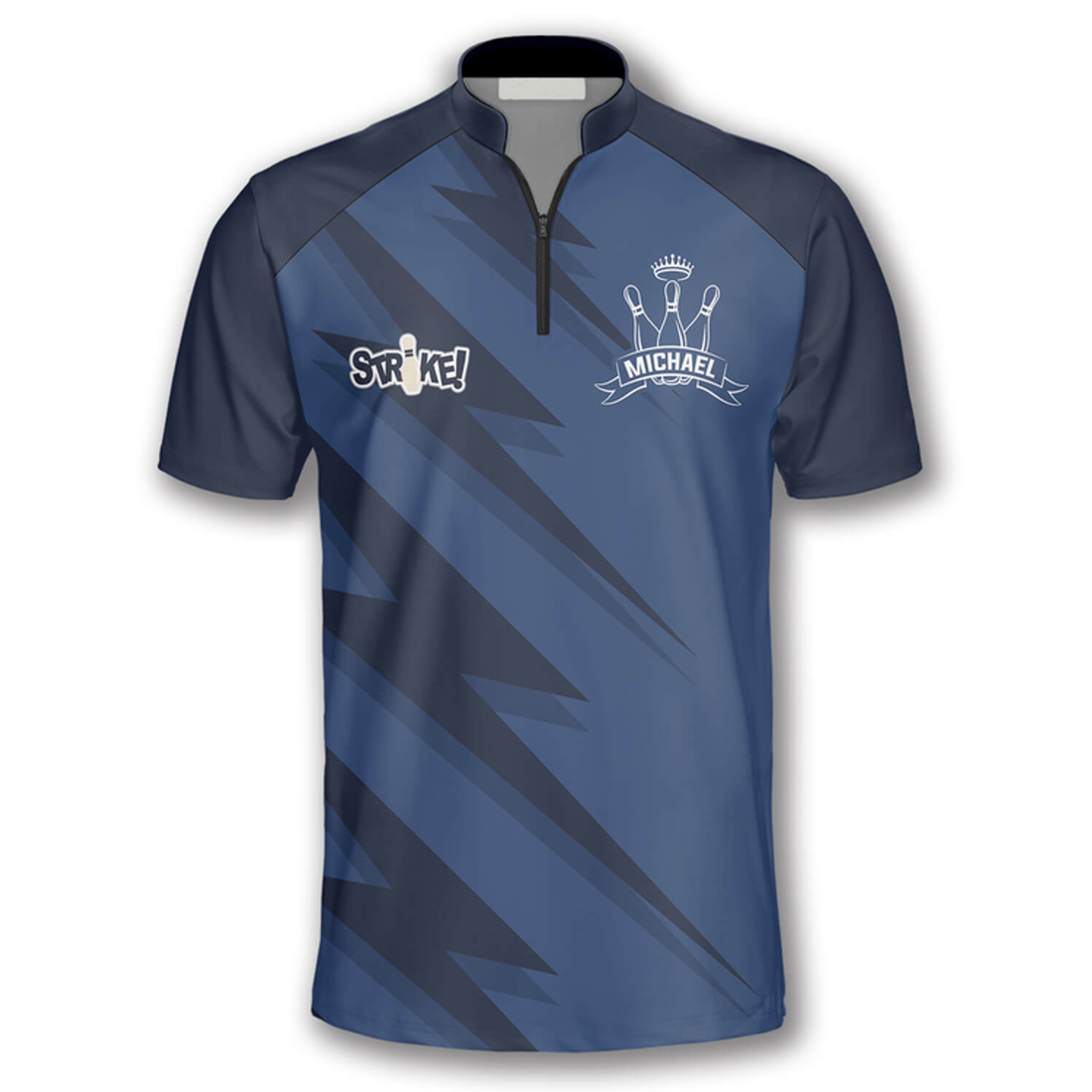 Custom Zipper Polo Shirt Blue Lightning Custom Bowling Jerseys for Men, Uniform Shirt for Bowling Team