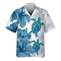 Blue Bird Turtle 3D Hawaiian shirt Men's