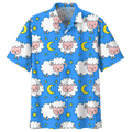 Blue Moon And Sheep Illustration Hawaiian Shirt