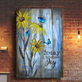 Blue Butterfly Sunflower Still Painting - Today I Choose Joy Canvas Posters - Christian Wall Posters - Religious Wall Decor