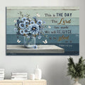Blue Flower Bible Verse This Is The Day The Lord Has Made Canvas Wall Art - Christian Wall Decor