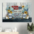 Blue Hydrangea Yellow Daisy Butterfly Painting Be Still And Know That I Am God Canvas Wall Art - Christian Wall Decor