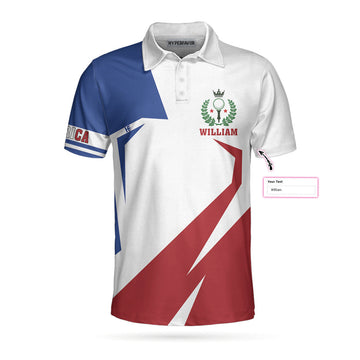 Custom Men Polo Shirt - Blue Red White Golf Custom Polo Shirt, Customized American Golf Shirt For Men, Gift Idea For Golfers