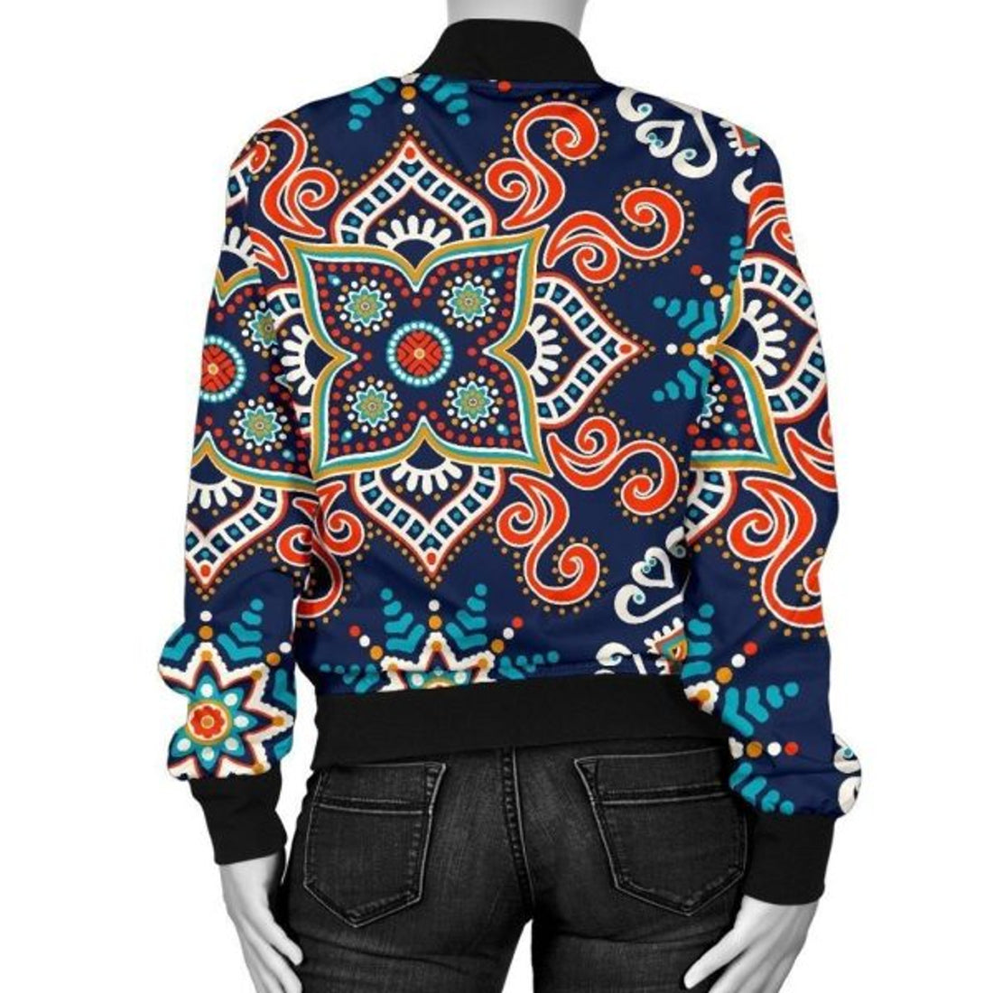 FUNSTUFFPRINT Bohemian Pattern Print Women Casual 3D Bomber Jacket