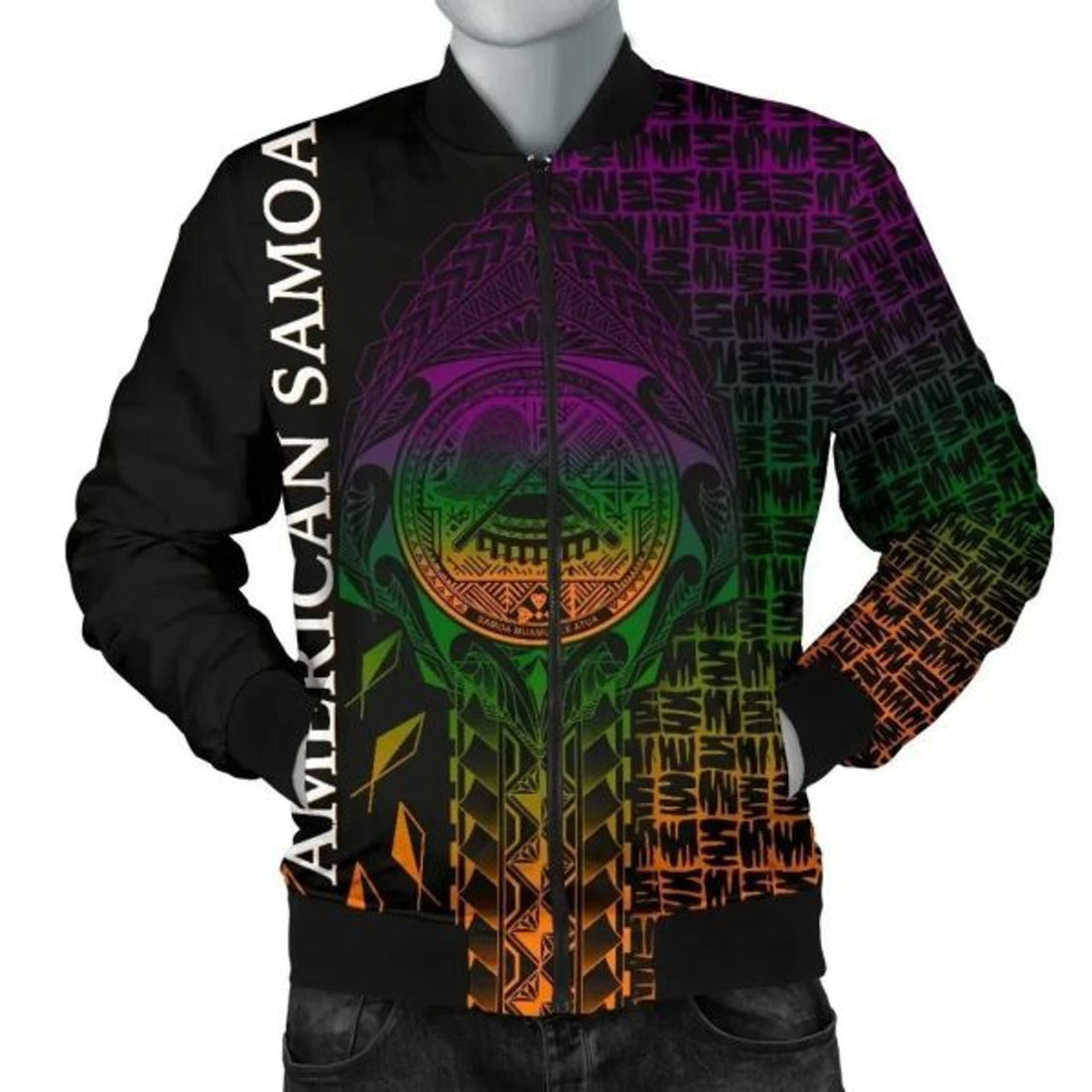 FUNSTUFFPRINT Bomber Jacket American Samoa - AS Seal Rocket Style - 3D Bomber Jacket
