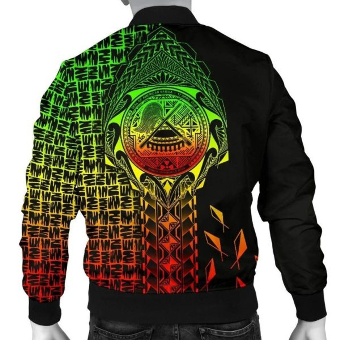 FUNSTUFFPRINT Bomber Jacket American Samoa - AS Seal Rocket Style (Reggae) - 3D Bomber Jacket