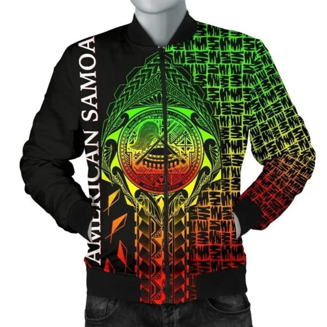 FUNSTUFFPRINT Bomber Jacket American Samoa - AS Seal Rocket Style (Reggae) - 3D Bomber Jacket