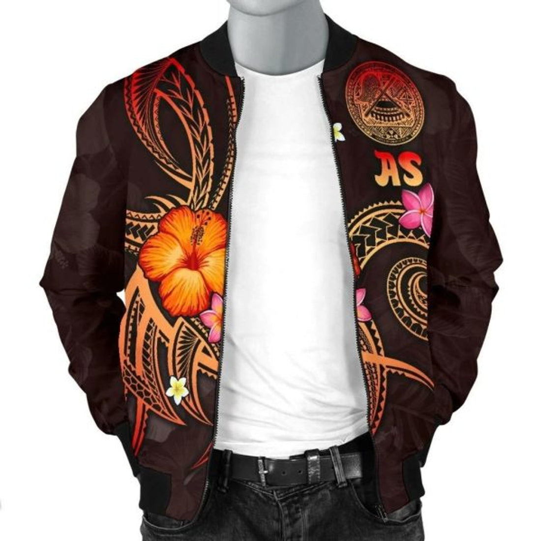 FUNSTUFFPRINT Bomber Jacket American Samoa Polynesian - Legend of American Samoa (Red) - 3D Bomber Jacket