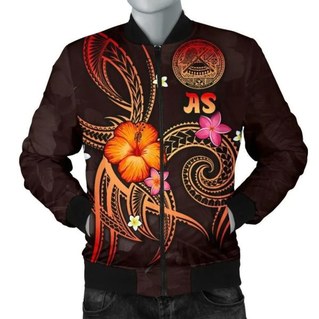 FUNSTUFFPRINT Bomber Jacket American Samoa Polynesian - Legend of American Samoa (Red) - 3D Bomber Jacket