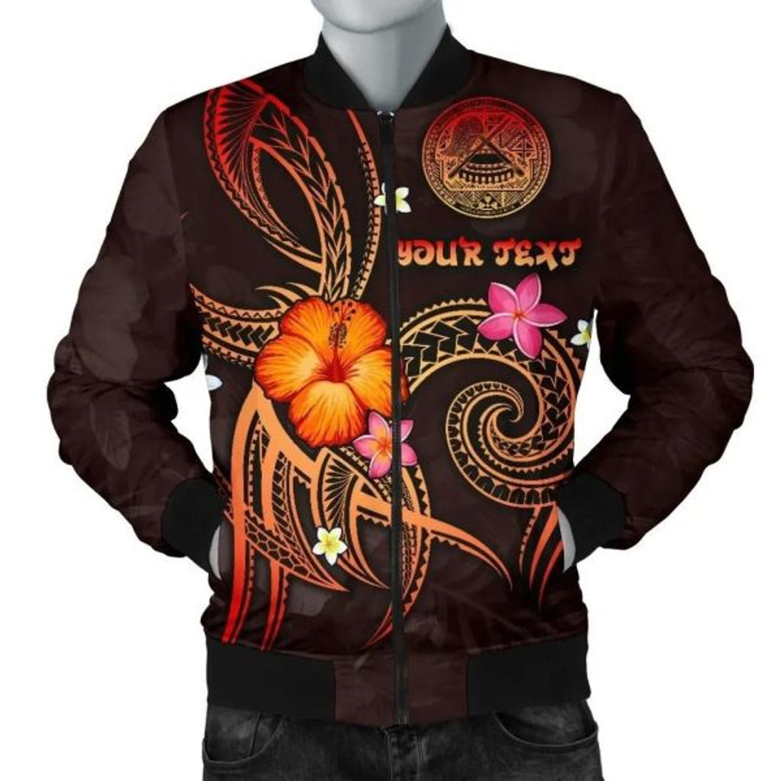 FUNSTUFFPRINT Bomber Jacket American Samoa Polynesian Personalised - Legend of American Samoa (Red) - 3D Bomber Jacket