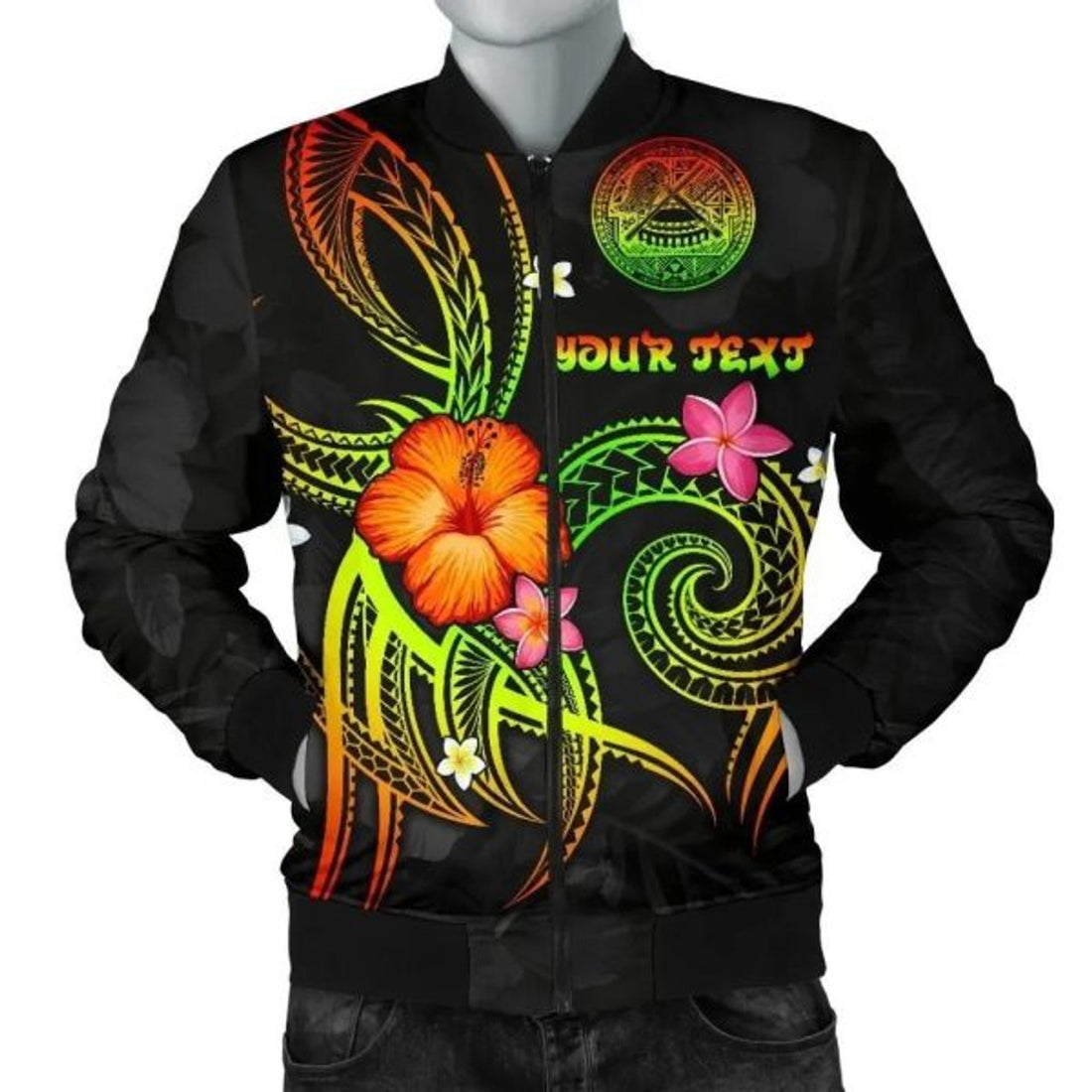 FUNSTUFFPRINT Bomber Jacket American Samoa Polynesian Personalised - Legend of American Samoa (Reggae) - 3D Bomber Jacket