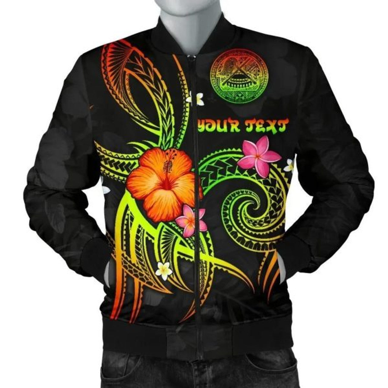 FUNSTUFFPRINT Bomber Jacket American Samoa Polynesian Personalised - Legend of American Samoa (Reggae) - 3D Bomber Jacket