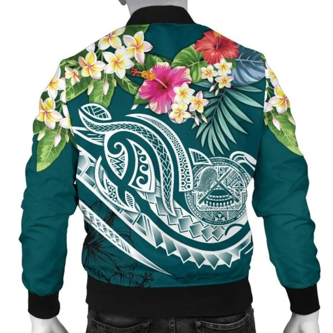 FUNSTUFFPRINT Bomber Jacket American Samoa Polynesian Summer Plumeria - 3D Bomber Jacket