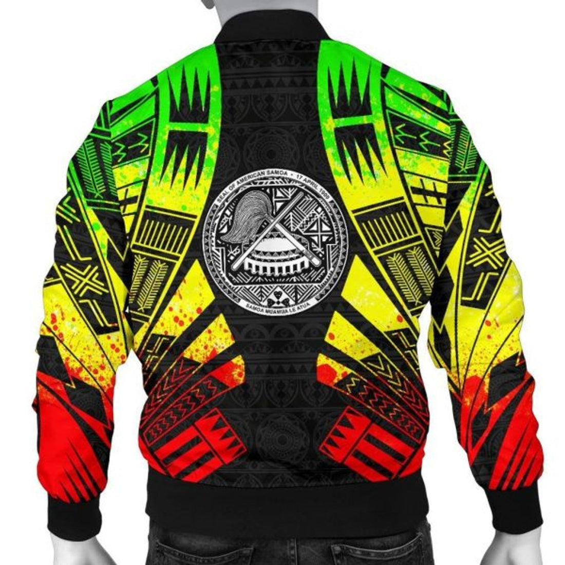 FUNSTUFFPRINT Bomber Jacket American Samoa - Polynesian Tattoo Reggae - 3D Bomber Jacket