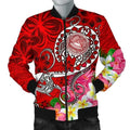 FUNSTUFFPRINT Bomber Jacket American Samoa Polynesian - Turtle Plumeria (Red) - 3D Bomber Jacket