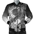 FUNSTUFFPRINT Bomber Jacket Cook Islands Custom Personalised - Humpback Whale with Tropical Flowers (White)- 3D Bomber Jacket
