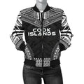 FUNSTUFFPRINT Bomber Jacket Cook Islands Polynesian Chief - Black Version - 3D Bomber Jacket