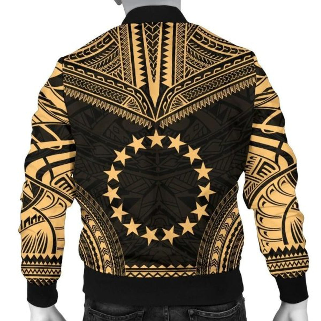 FUNSTUFFPRINT Bomber Jacket Cook Islands Polynesian Chief - Gold Version - 3D Bomber Jacket