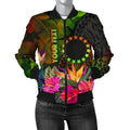 FUNSTUFFPRINT Bomber Jacket Cook Islands Polynesian Personalised - Hibiscus and Banana Leaves 3D Bomber Jacket