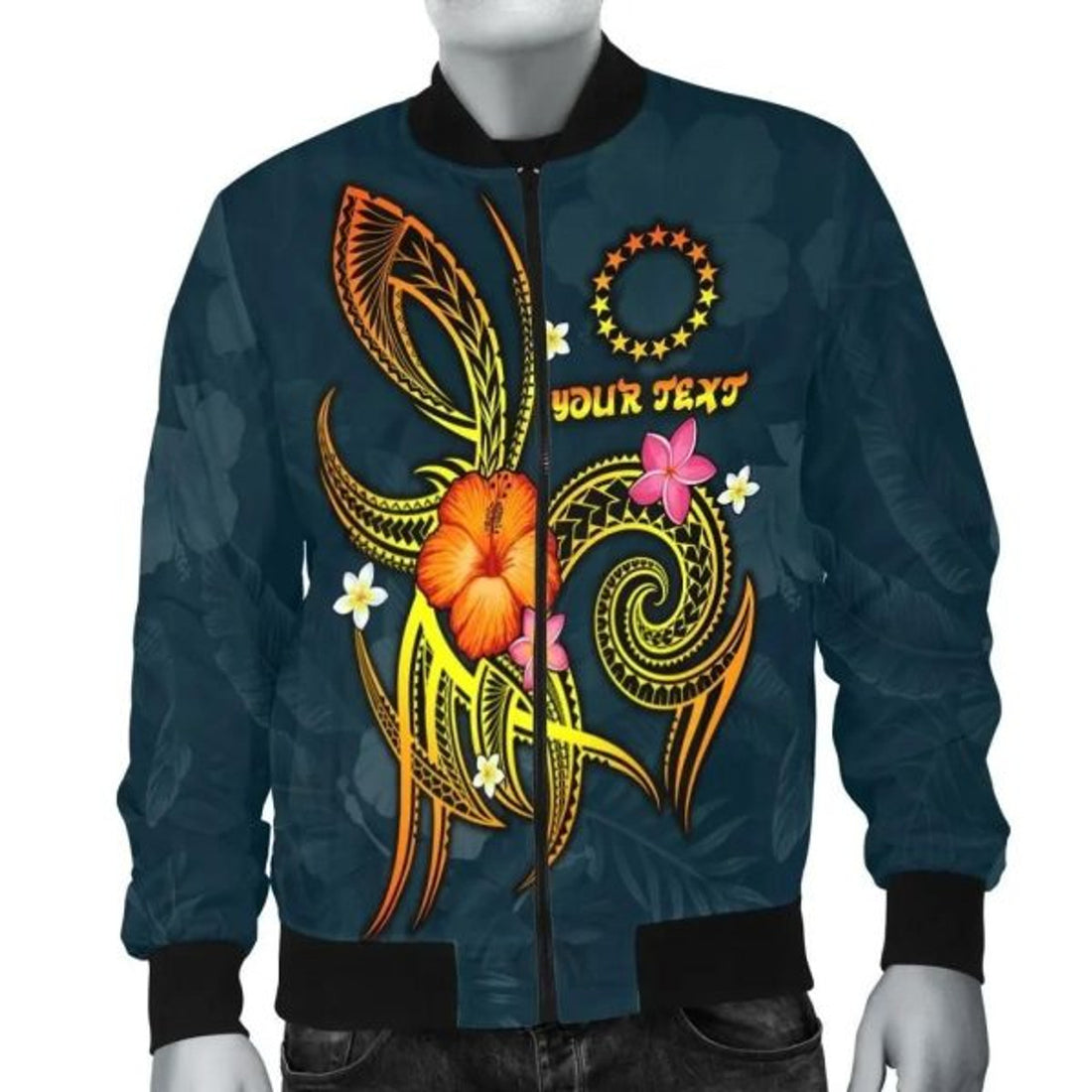 FUNSTUFFPRINT Bomber Jacket Cook Islands Polynesian Personalised - Legend of Cook Islands (Blue) 3D Bomber Jacket