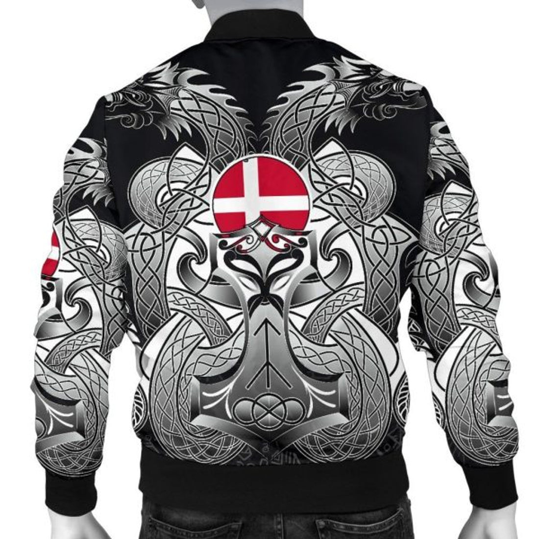 FUNSTUFFPRINT Bomber Jacket - Denmark Mjolnir and Double Dragon 3D Bomber Jacket