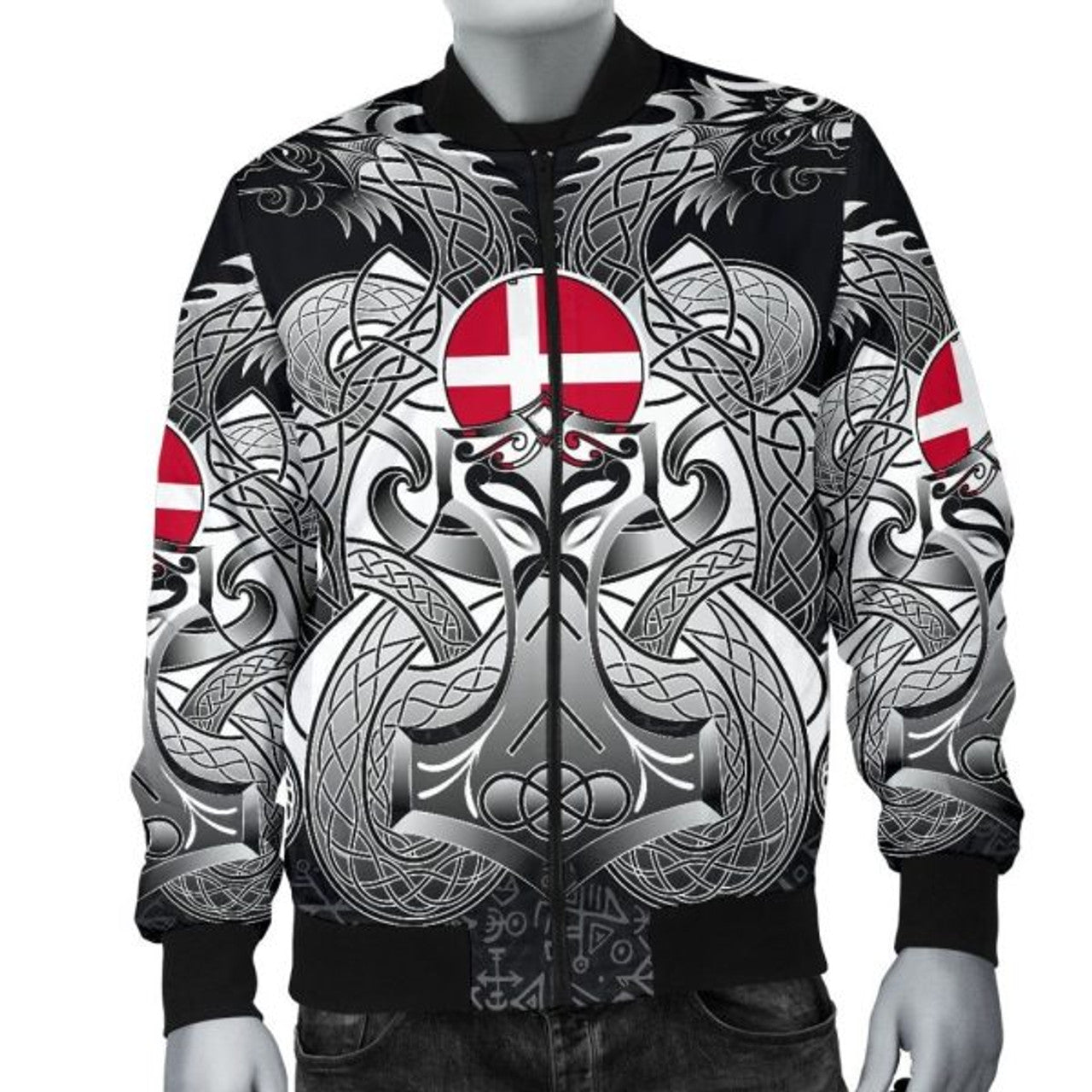 FUNSTUFFPRINT Bomber Jacket - Denmark Mjolnir and Double Dragon 3D Bomber Jacket