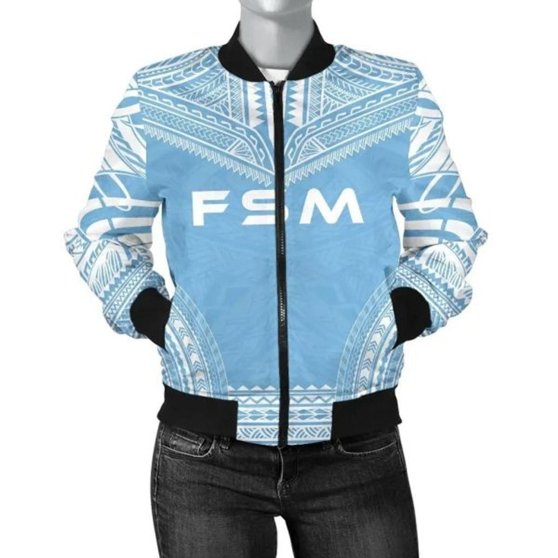 FUNSTUFFPRINT Bomber Jacket Federated States Of Micronesia Flag Polynesian Chief 3D Bomber Jacket