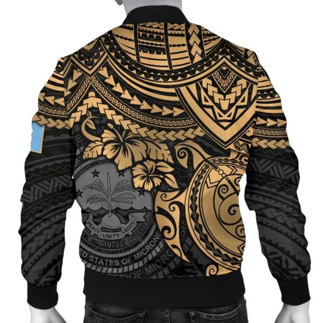 FUNSTUFFPRINT Bomber Jacket Federated States Of Micronesia - Golden Turtle 3D Bomber Jacket
