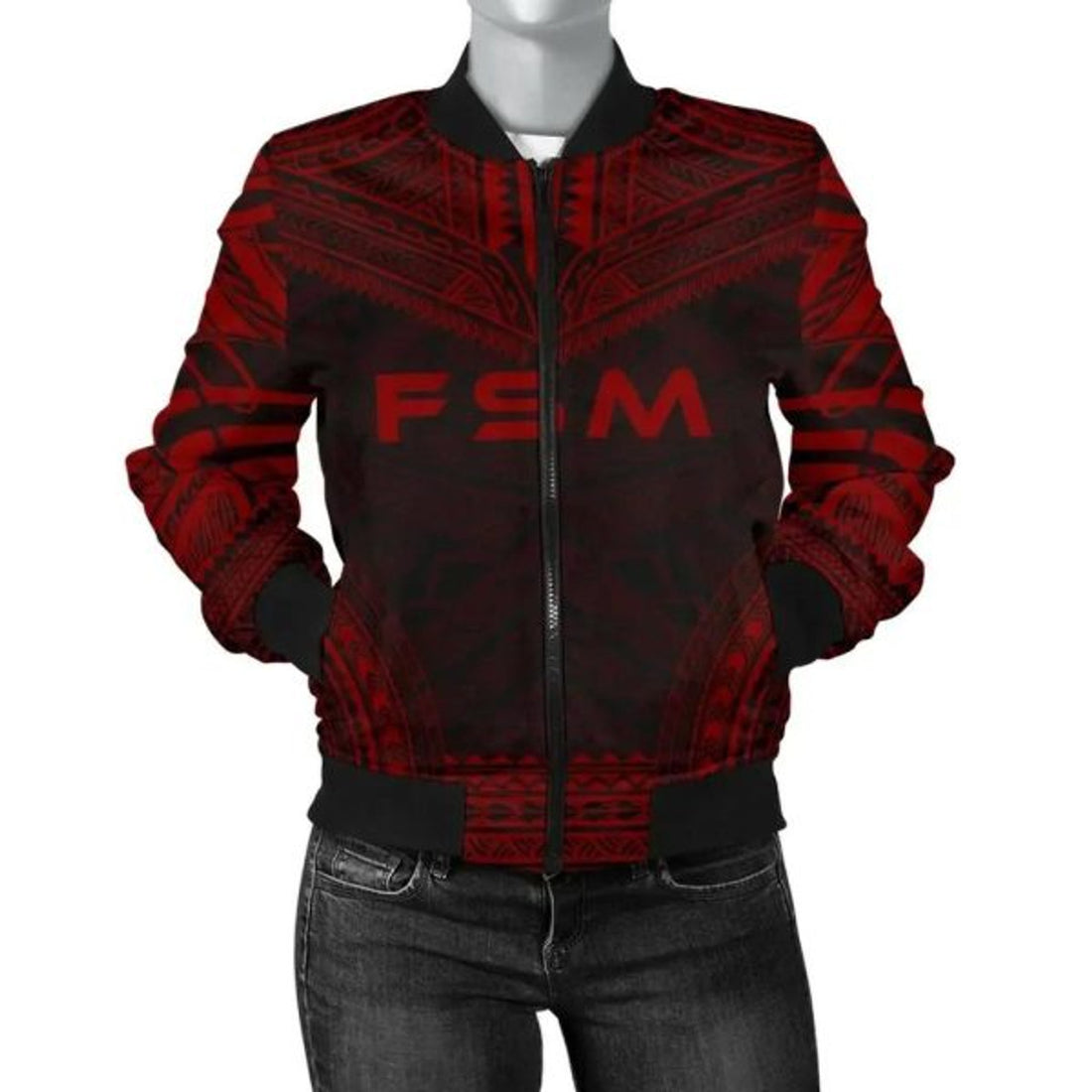 FUNSTUFFPRINT Bomber Jacket Federated States Of Micronesia Polynesian Chief - Red Version 3D Bomber Jacket