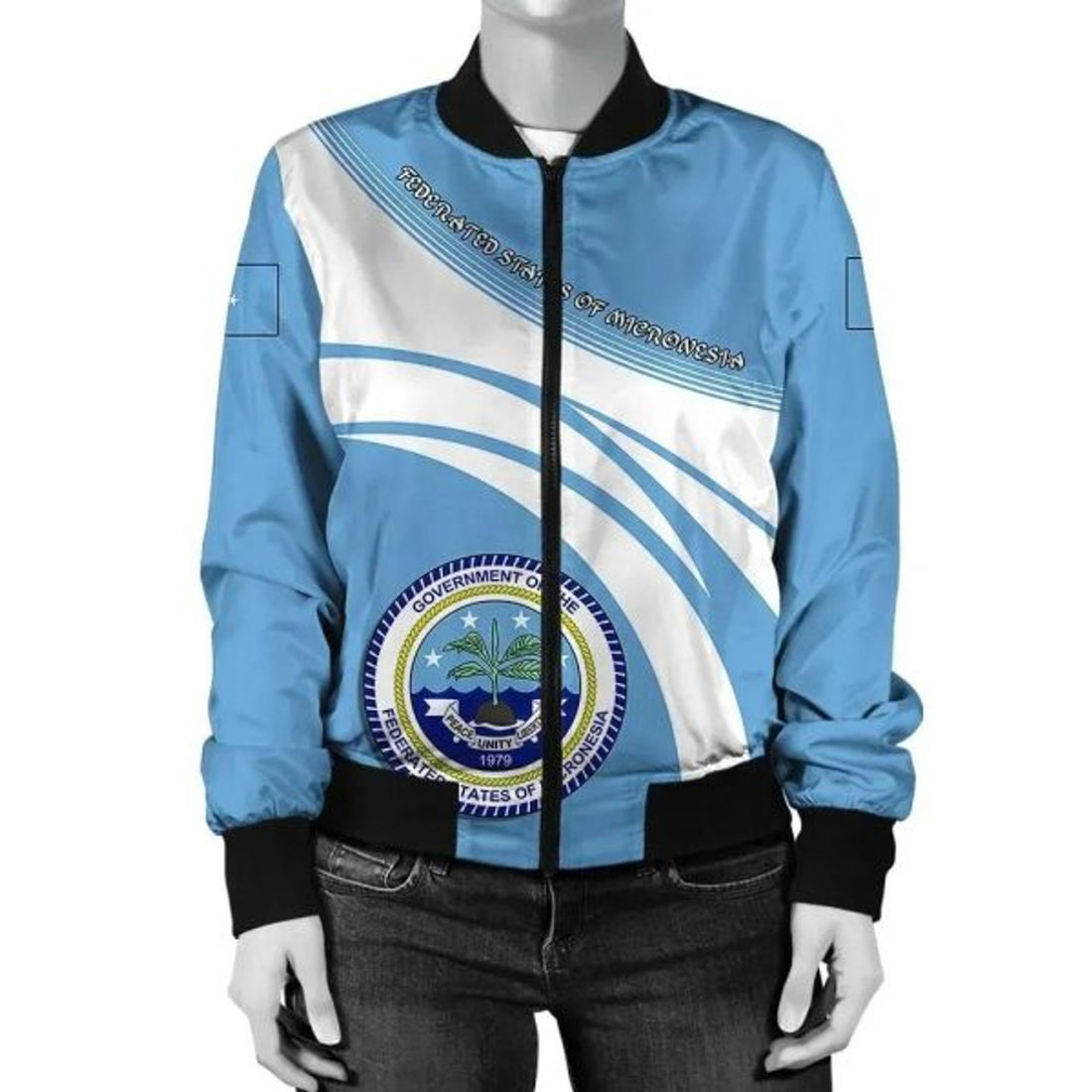 FUNSTUFFPRINT Bomber Jacket Federated States of Micronesia Coat Of Arms WoCricket 3D Bomber Jacket