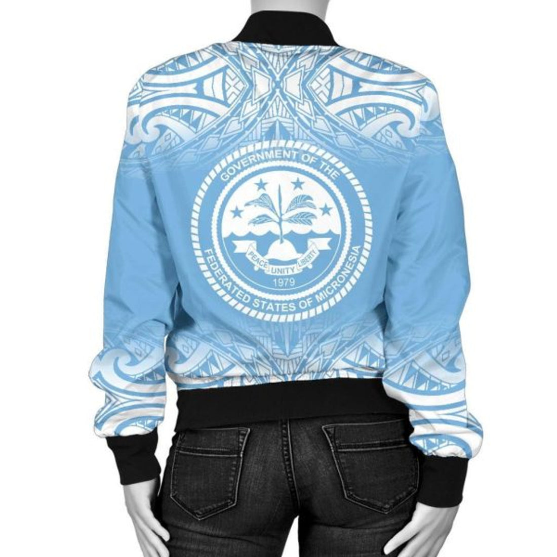 FUNSTUFFPRINT Bomber Jacket Federated States of Micronesia - Fog Blue Style 3D Bomber Jacket