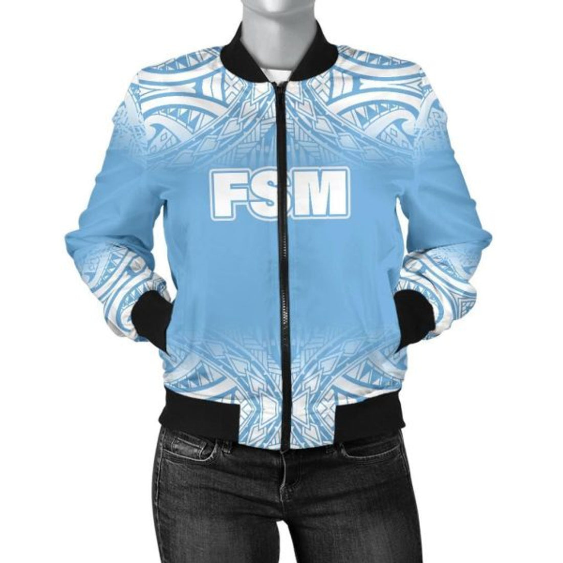 FUNSTUFFPRINT Bomber Jacket Federated States of Micronesia - Fog Blue Style 3D Bomber Jacket