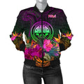 FUNSTUFFPRINT Bomber Jacket Federated States of Micronesia - Summer Hibiscus 3D Bomber Jacket