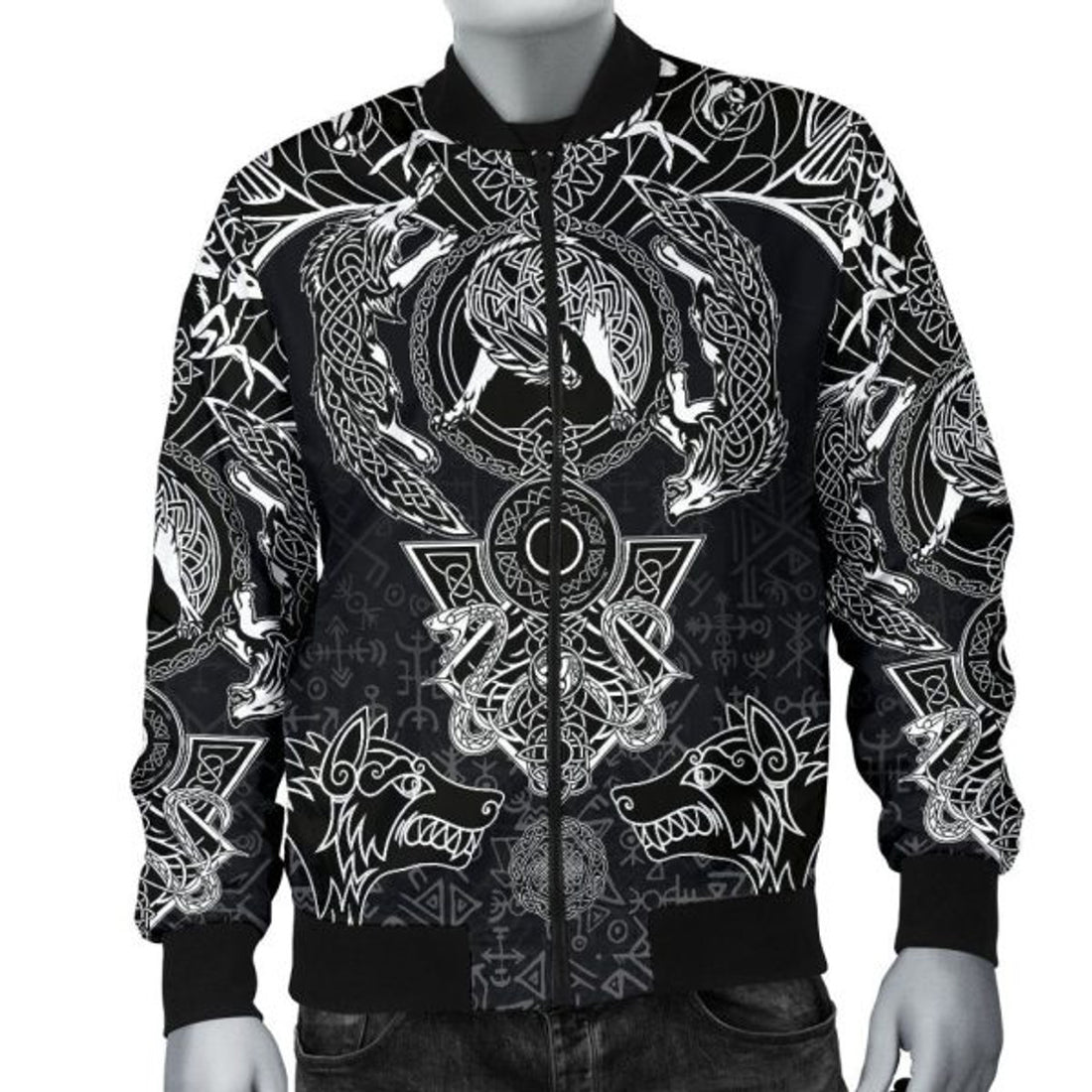 FUNSTUFFPRINT Bomber Jacket - Fenrir and Skoll & Hati 3D Bomber Jacket