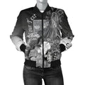 FUNSTUFFPRINT Bomber Jacket Fiji Custom Personalised - Humpback Whale with Tropical Flowers (White) 3D Bomber Jacket