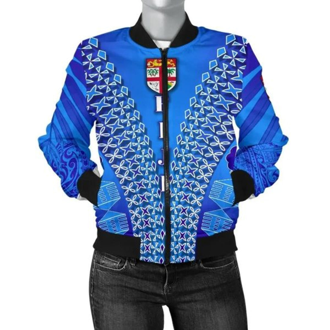 FUNSTUFFPRINT Bomber Jacket Fiji Drua WoTapa 3D Bomber Jacket