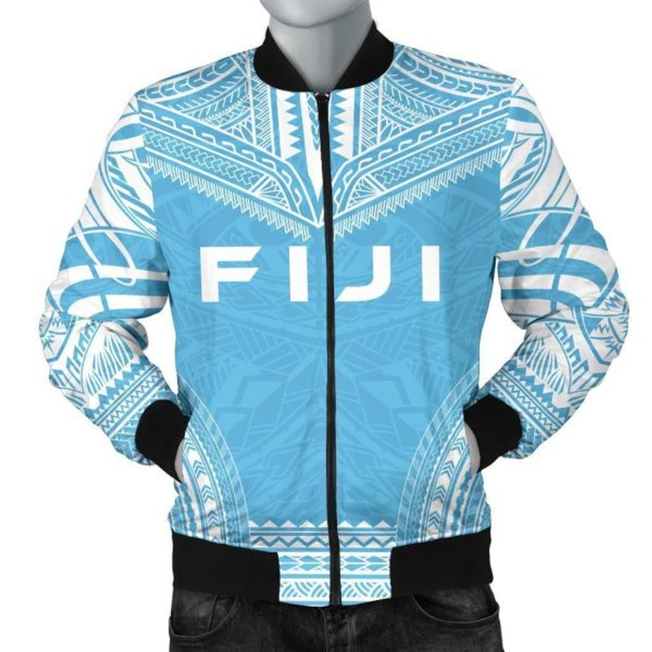 FUNSTUFFPRINT Bomber Jacket Fiji Flag Polynesian Chief 3D Bomber Jacket