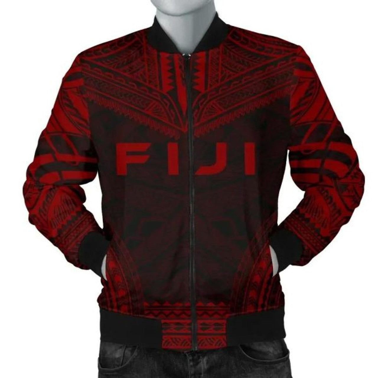 FUNSTUFFPRINT Bomber Jacket Fiji Polynesian Chief - Red Version 3D Bomber Jacket