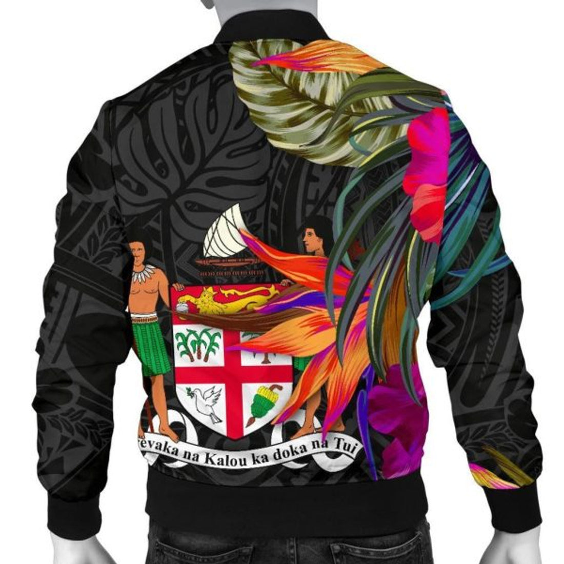 FUNSTUFFPRINT Bomber Jacket Fiji - Polynesian Hibiscus Pattern 3D Bomber Jacket