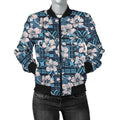 FUNSTUFFPRINT Bomber Jacket Fiji Tapa Hibiscus Blue 3D Bomber Jacket