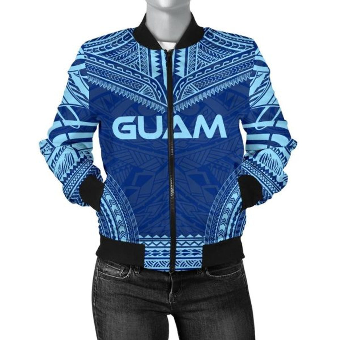 FUNSTUFFPRINT Bomber Jacket Guam Flag Polynesian Chief 3D Bomber Jacket