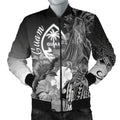 FUNSTUFFPRINT Bomber Jacket Guam - Humpback Whale with Tropical Flowers (White) 3D Bomber Jacket
