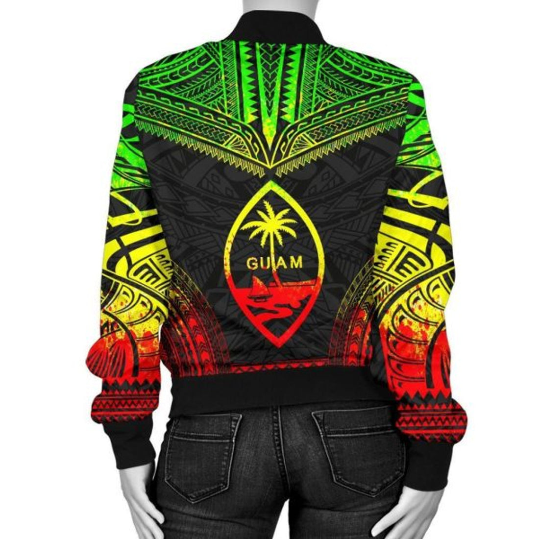 FUNSTUFFPRINT Bomber Jacket Guam Polynesian Chief - Reggae Version 3D Bomber Jacket