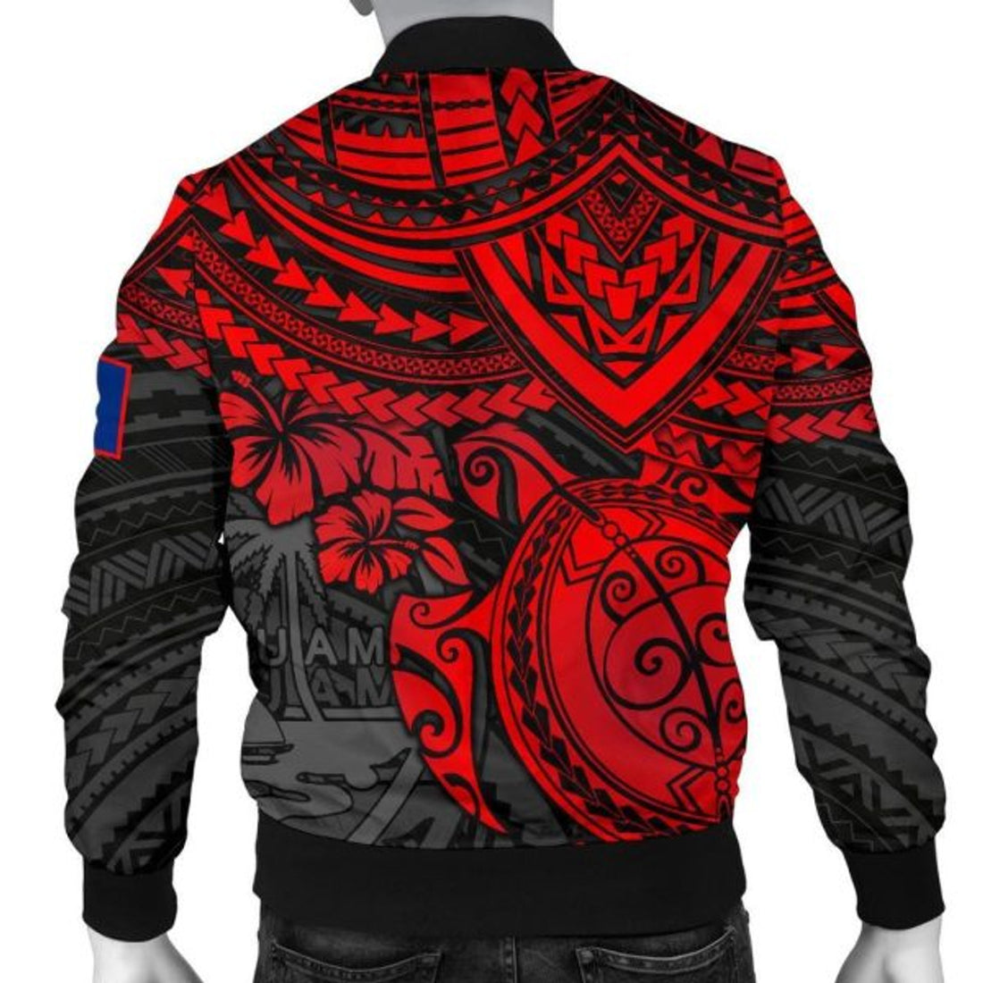 FUNSTUFFPRINT Bomber Jacket Guam Polynesian - Red Turtle 3D Bomber Jacket