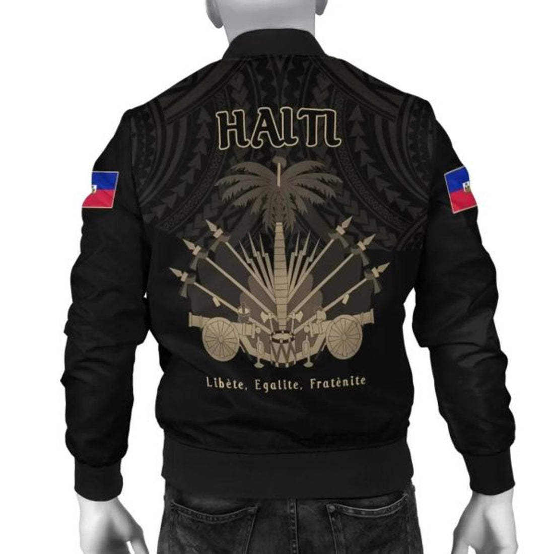 FUNSTUFFPRINT Bomber Jacket Haiti Polynesian Neg Maron 3D Bomber Jacket