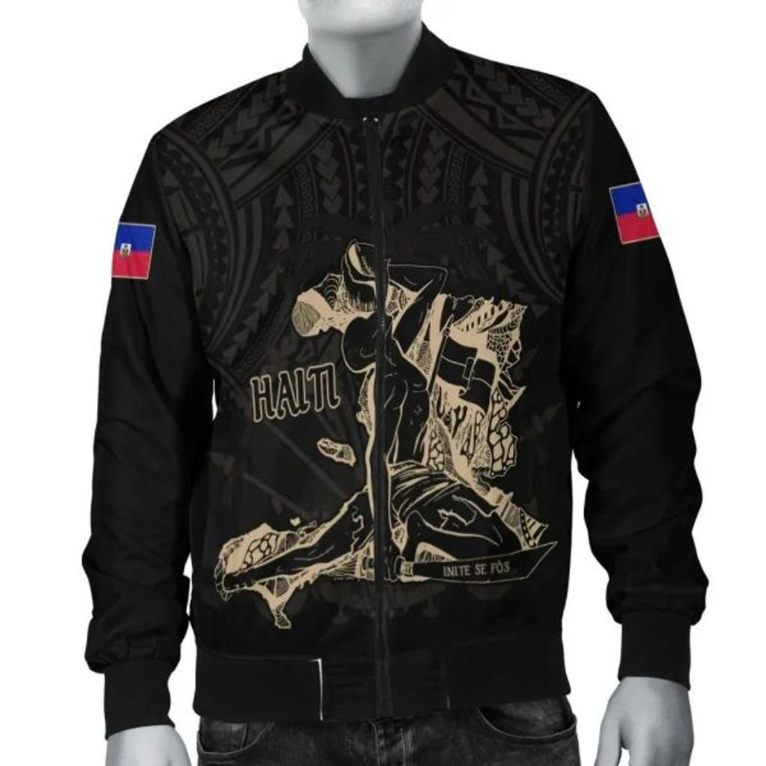 FUNSTUFFPRINT Bomber Jacket Haiti Polynesian Neg Maron 3D Bomber Jacket
