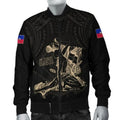 FUNSTUFFPRINT Bomber Jacket Haiti Polynesian Neg Maron 3D Bomber Jacket