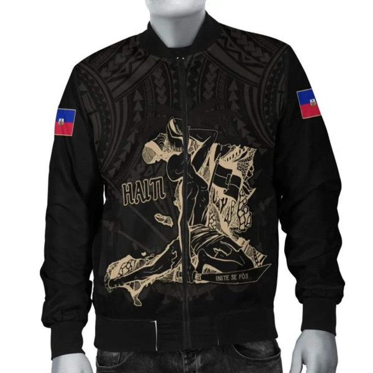 FUNSTUFFPRINT Bomber Jacket Haiti Polynesian Neg Maron 3D Bomber Jacket