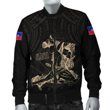 FUNSTUFFPRINT Bomber Jacket Haiti Polynesian Neg Maron 3D Bomber Jacket
